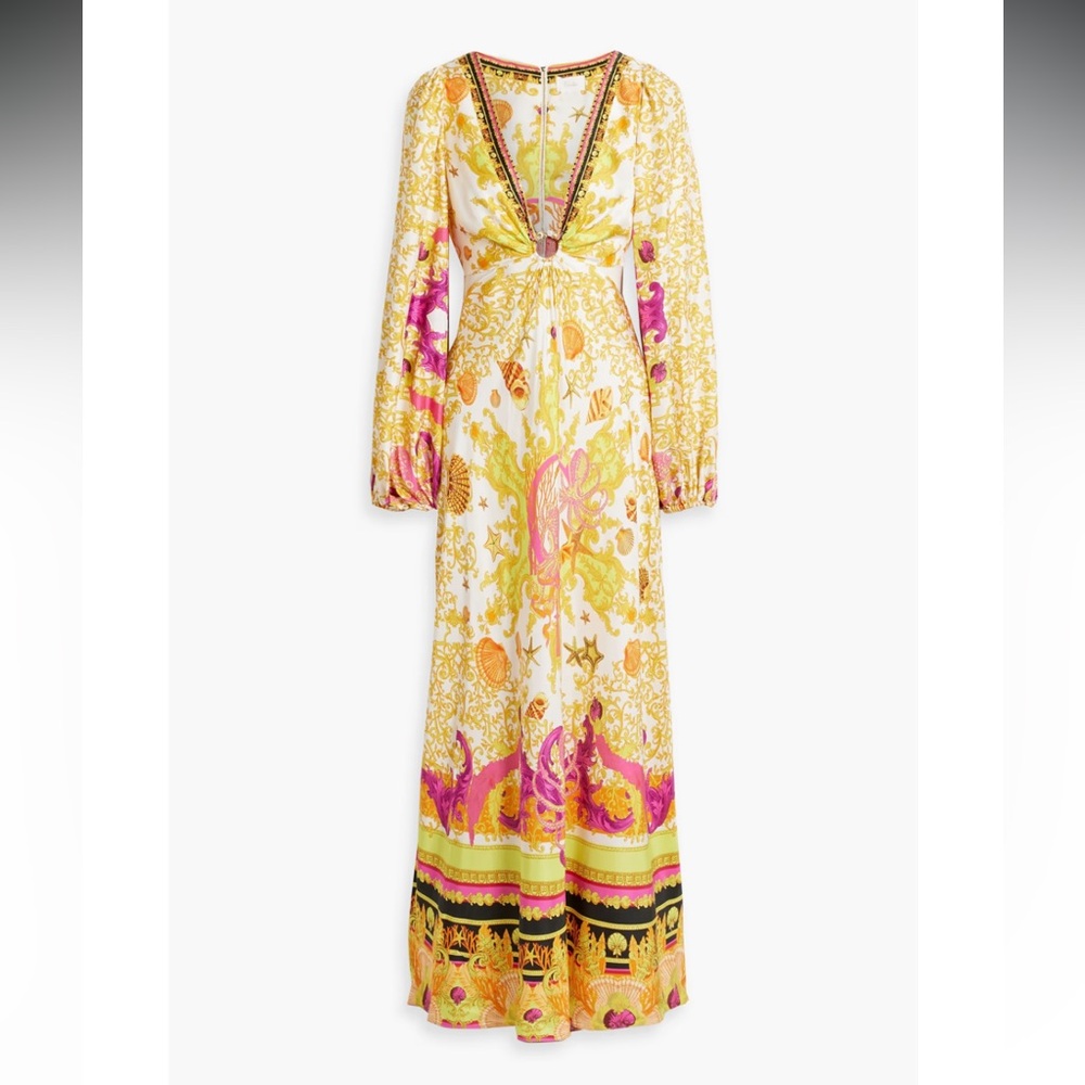 Camilla Embellished printed silk-twill maxi dress